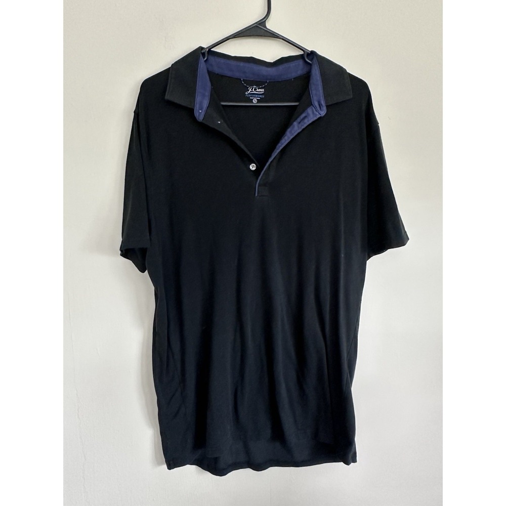 J.Crew Shirt Mens LARGE TALL Black Performance Polo Short Sleeve Golf LT